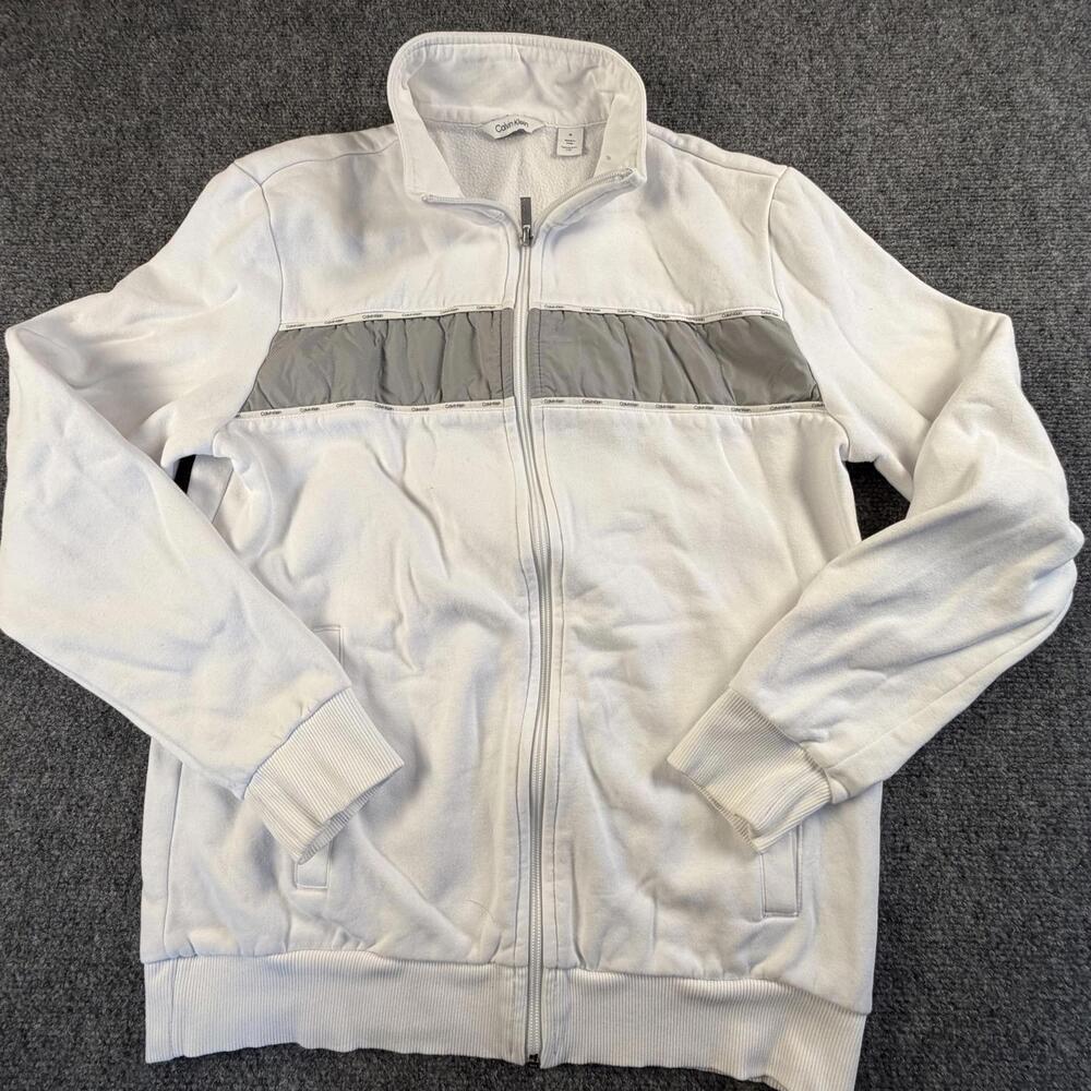 Calvin‎ Klein Men's White Full-Zip Sweatshirt Medium #1475